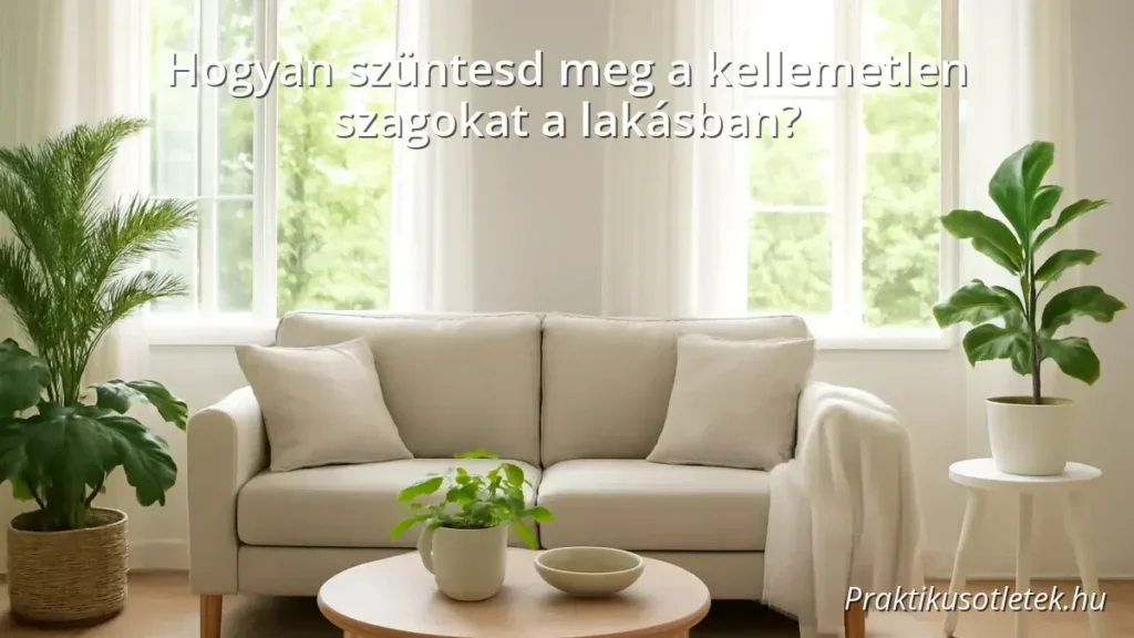 Friss levegőt árasztó tiszta nappali nyitott ablakokkal és szobanövényekkel