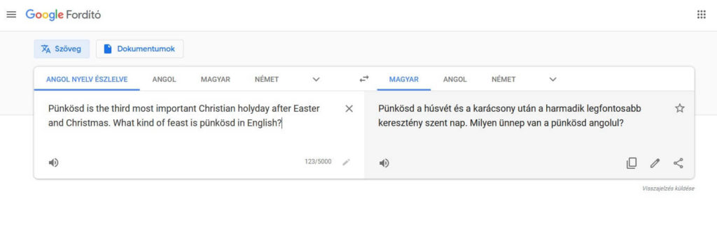 Szöveg fordítás Google szövegfordítóval
